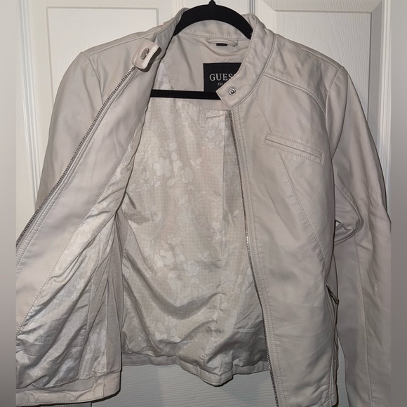 Guess Women's Light Beige Leather Jacket - Picture 3 of 5